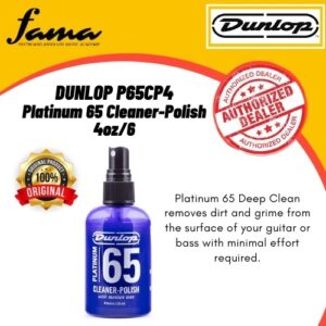 jim dunlop p65cp4 platinum 65 cleaner polish for all music instruments 4oz/6