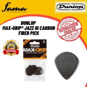 jim dunlop 471p3c carbon fiber guitar picks, max grip jazz iii | 1.38mm black (6 pcs/ pack)