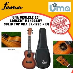 uma ukulele 23' concert mahogany solid top uma uk 17sc + eq pickup