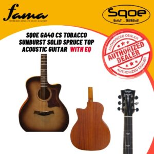 sqoe ga40c with eq solid spruce top acoustic guitar mahogany back and sides