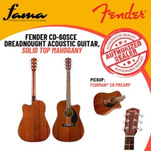 fender cd 60sce dreadnought acoustic guitar, solid top mahogany with pickup fishman® cd preamp