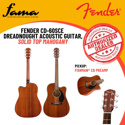 fender cd 60sce dreadnought acoustic guitar, solid top mahogany with pickup fishman® cd preamp fender cd 60sce dreadnought acoustic guitar, solid top mahogany with pickup fishman® cd preamp